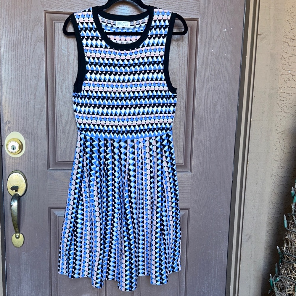 Susana Monaco Geometric Midi Dress - Blue and Black